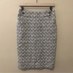 Tory Burch Xoona Skirt Tweed Herringbone Brown Cream Ivory Size 8